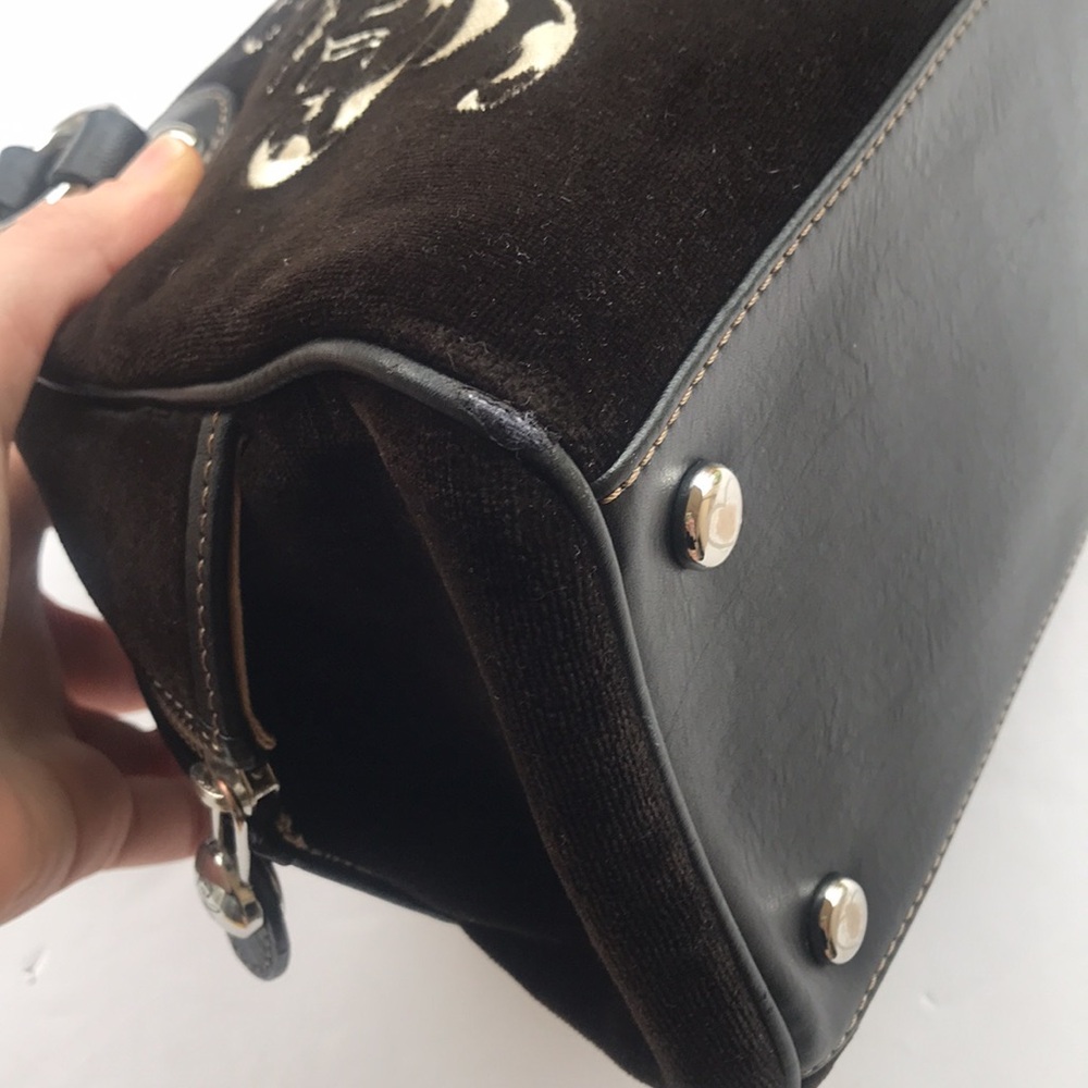 Rare Vintage Juicy Couture OG Bowler Bag Purse Velour Brown Charm Love P&G Y2k - Picture 10 of 17